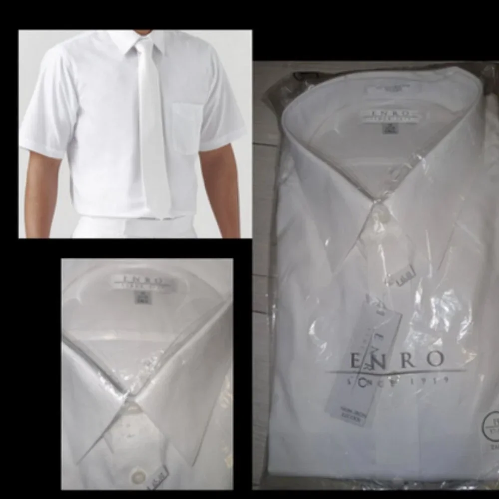 New Men's Yorkshire VI Short Sleeve White Dress Shirt Sz 19 - 37 / 38 Tall